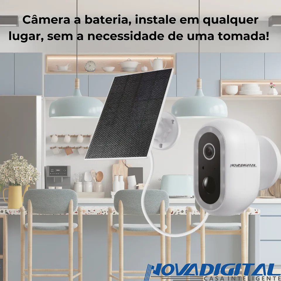 Câmera à Bateria Inteligente com Painel Solar Wi-Fi