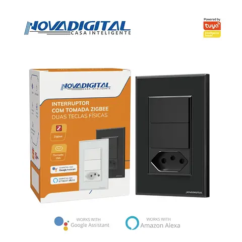 Interruptor tomada zigbee com duas teclas físicas 4x2