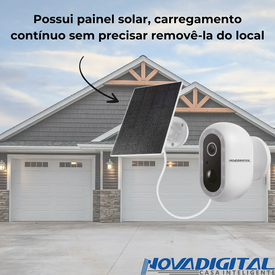 Câmera à Bateria Inteligente com Painel Solar Wi-Fi