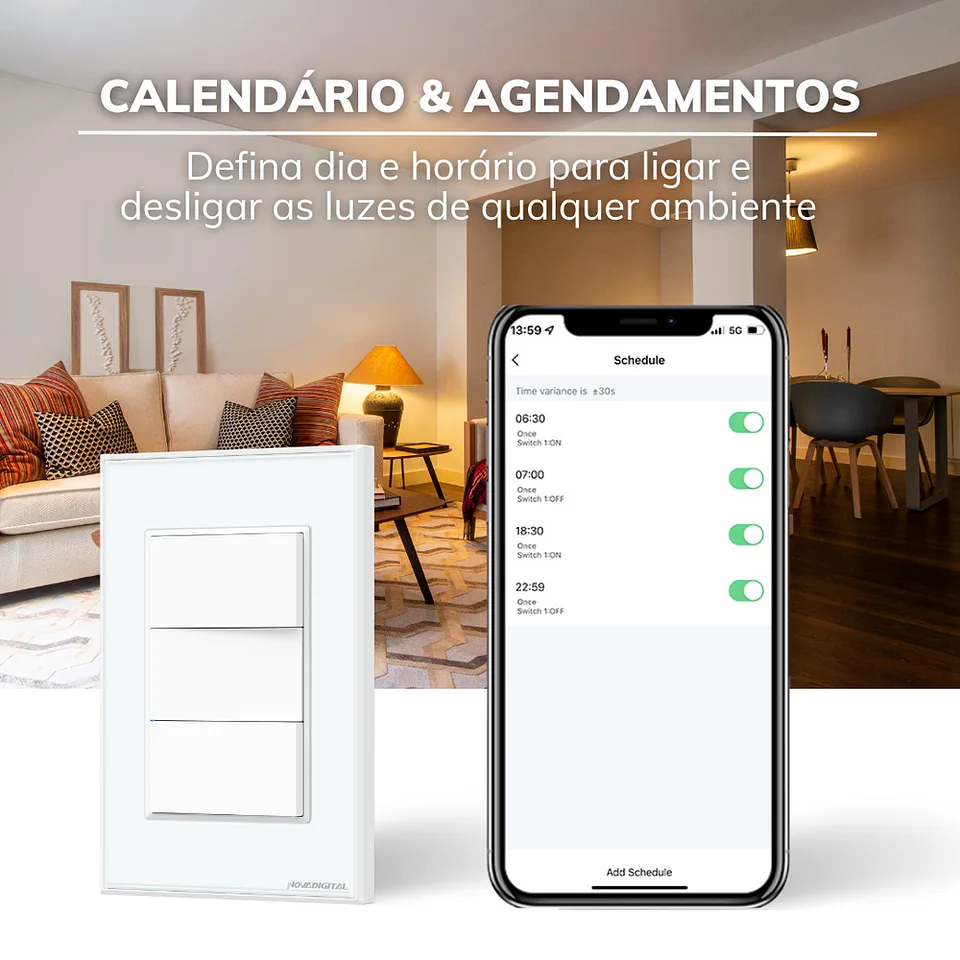 Interruptor Inteligente ZigBee com Tecla Fisíca